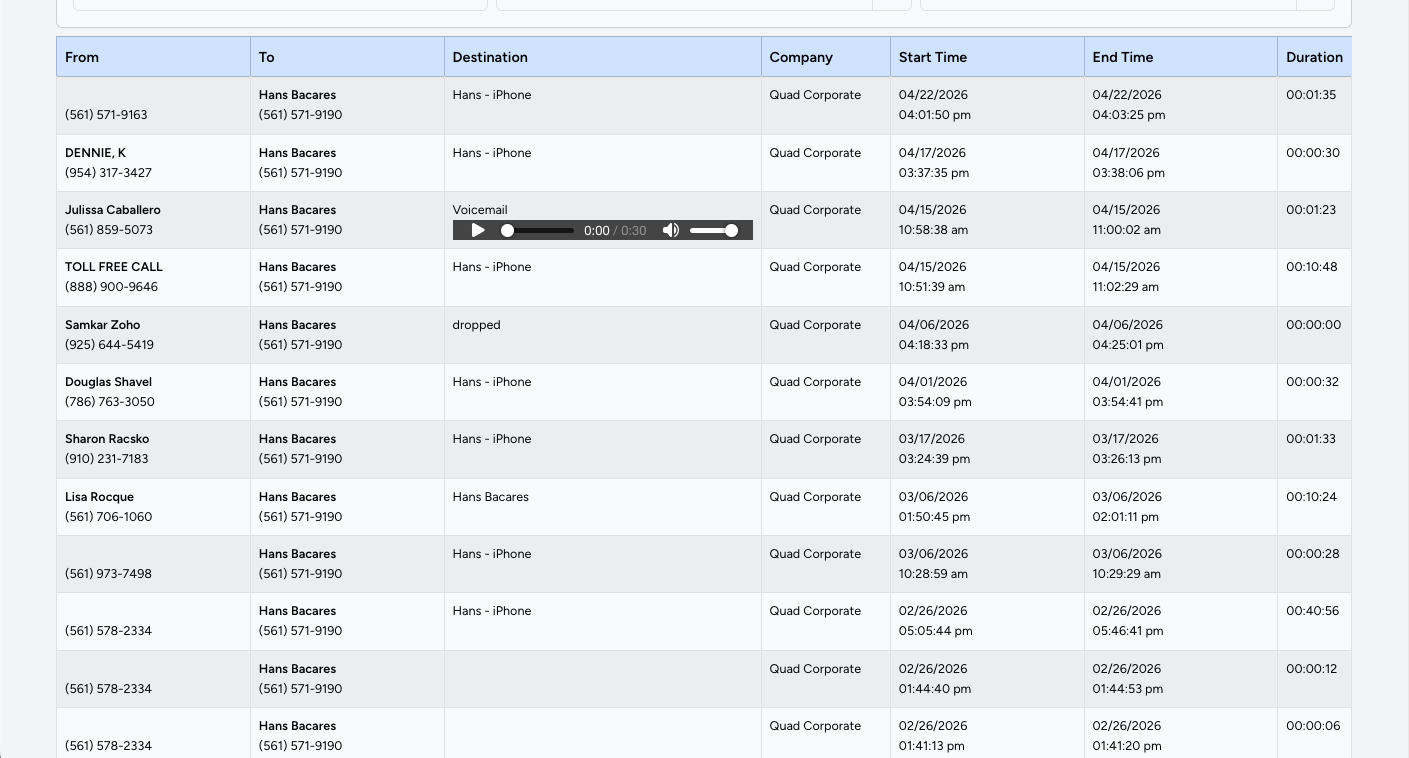 Internal Phone Service
